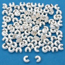 100 Silver Plated Crimp Bead Covers 4mm