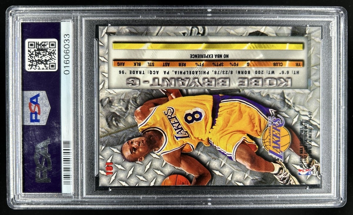 1996 Skybox Metal Kobe Bryant Rookie RC #181 Lakers PSA 10 GEM