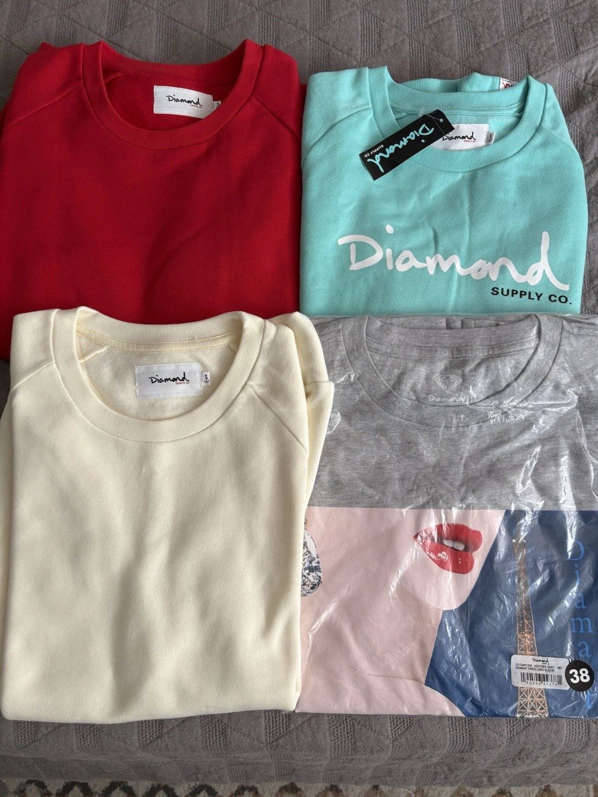 Lot sweat col rond Diamond Supply Co Supreme Hearts Spider Tiffany taille S M