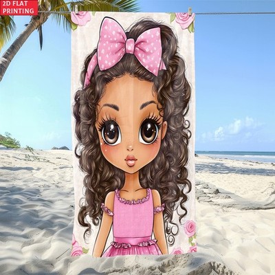 1pc a Princess-Themed Beach Towel Featuring a Bow Tie - Made from Soft, Highly