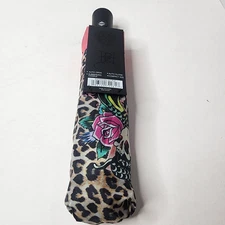 Ed Hardy Christian Audigier Leopard Rose Compact Umbrella New With Tags Travel