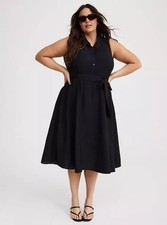 Bnwt Torrid Collared Midi Shirt Dress Size 1 (18) Black Sleeveless Summer