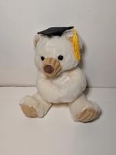 Graduation Teddy Bear Plush Stuffed Animal Black Cap With Tassel Beige Soft B14