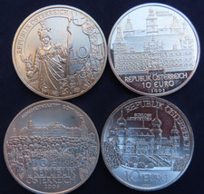 Österreich 4 x 10 Euro 2002 2004 2005 2006 Silber Ag