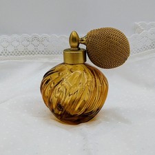 Vintage Amber Swirl Groove Glass Atomizer Pum...