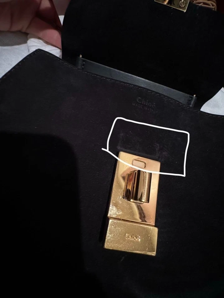 Bolso Bandolera Chloe Drew Cadena Cuero Gamuza Negro USADO Auténtico #S2439 Foto 4 de 4