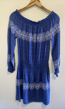 Tory Burch Loretta Off The Shoulder Embroidered Mini Dress Smocked Small