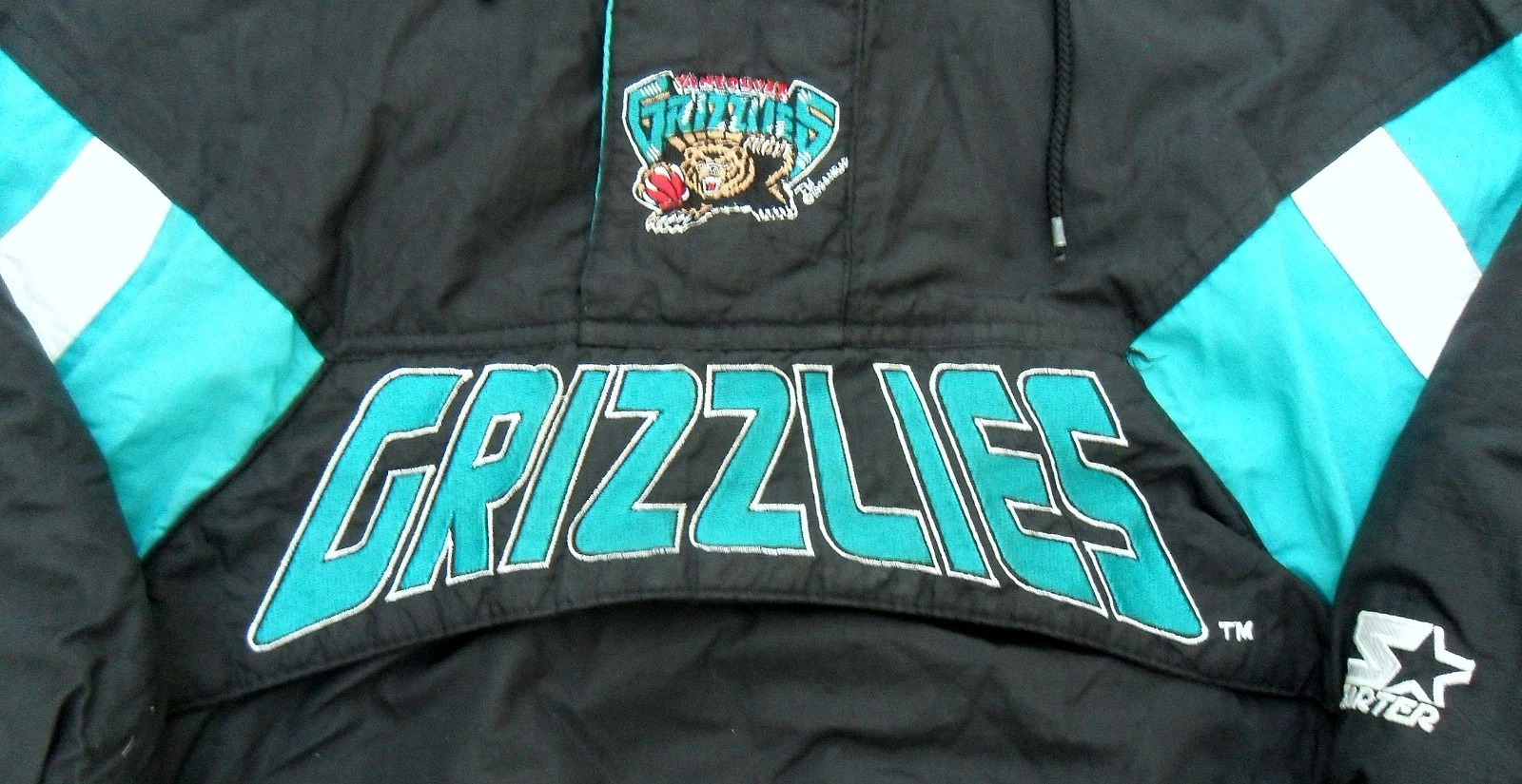 Vtg 90's Vancouver Grizzlies Starter Pull Over Jacket hooded Men's Large NBA image 5