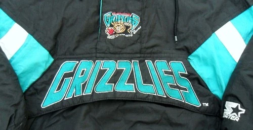 Vtg 90's Vancouver Grizzlies Starter Pull Over Jacket hooded Men's Large NBA image 5