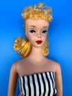 Vintage BARBIE BLONDE PONYTAIL #4 DOLL (1960) Casual Cotton Dress & Shoes VG/EXC