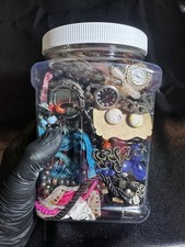 Vintage Modern Jewelry Jar Lot Mixed Wearable Watches Beads Assorted Pieces