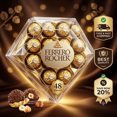 Ferrero Rocher Premium Milk Chocolate Hazelnut Gift Pack 48 ct