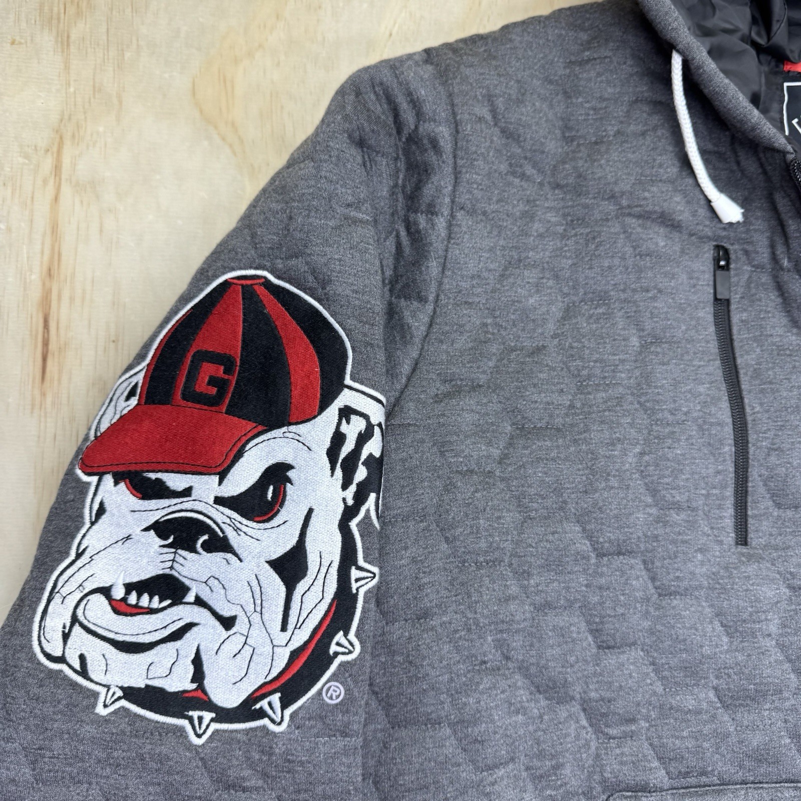 NWOT Georgia Bulldogs Franchise Club Diamond Quilt Full Zip Hoodie Jacket sz XL