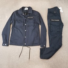 Daily Paper Mens Cargo Set Small Blue Navy Coach Jacket Chore Pants Utility Work