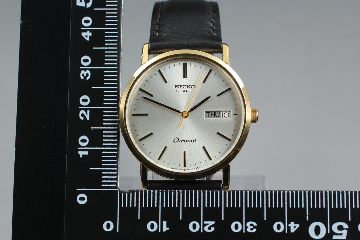 Vintage 1987 Seiko Chronos 7433-800B Day-Date SGP Gold Quartz Mens