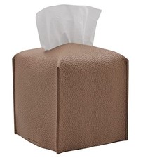 Tissue Box Cover, Square Decorative PU Leather Tissue Box Holder Modern Bronze