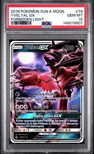 YVELTAL GX #79 PSA 10 • 2018 POKEMON SUN & MOON FORBIDDEN LIGHT