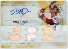 Mike Trout 2015 Topps Triple Threads Gold Relic Autograph Card #TTAR-MT1 2/9