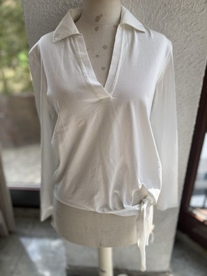 Massimo Dutti Damen Bluse Weiß Gr. XS Baumwolle Top Zustand