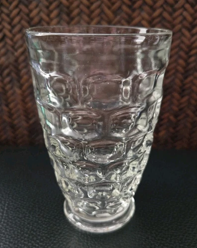 VTG SET OF 4 FEDERAL GLASS YORKTOWN CLEAR FOOTED TUMBLER 5 1/4" 12 OZ THUMBPRINT