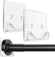 Clear Shower Curtain Rod Holder, Adhesive Shower Rod Holder for Wall, Large Heav