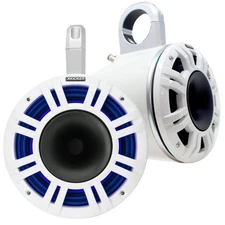 Kicker KMXL 8" Tower Speaker Pods - RGB LEDs, White, Pair