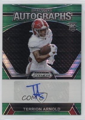2024 Prizm Draft Picks Green Pulsar 12/25 Terrion Arnold Rookie Auto RC 0rd2