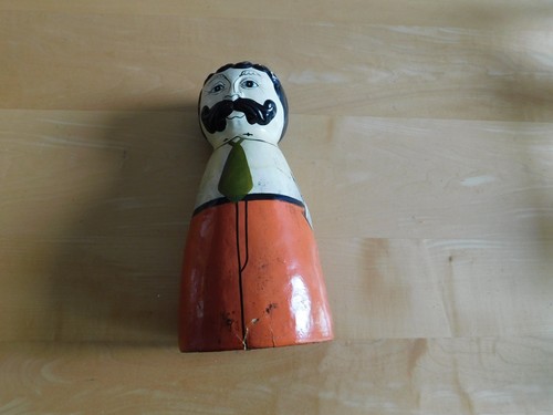 VTG Chalkware Ceramic Razor Blade Bank Storage Barber Figural 8"
