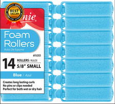 Salon Style Small Foam Hair Rollers 5/8" Blue 14 Piece Set Soft Heat-Less Hair