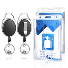 Retractable Badge Reels with Clear ID Holders Heavy Duty 2 Set