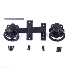 Renovators Supply Manufacturing Door Lock Latch 6 in. Black Wrought Iron Gate...