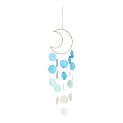 22'' Capiz Wind Chimes Seashell Hanging, Blue/Colorful