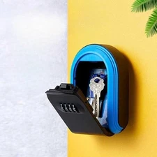 Key Box Password Lock Door Key Storage Password Box Plastic Blue