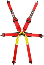 TRS Single Seater 6 Point Harness Superlite FHR Only Red FIA  - *2024 FIA DATE*