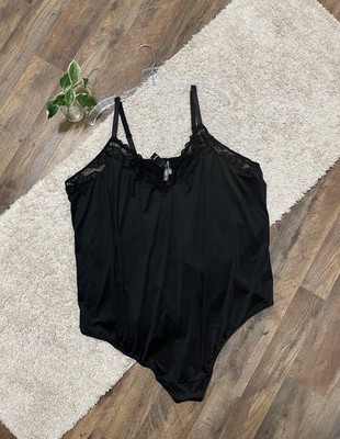 Torrid Size 6X Black Lace Mircofiber V-Neck Bodysuit NWT