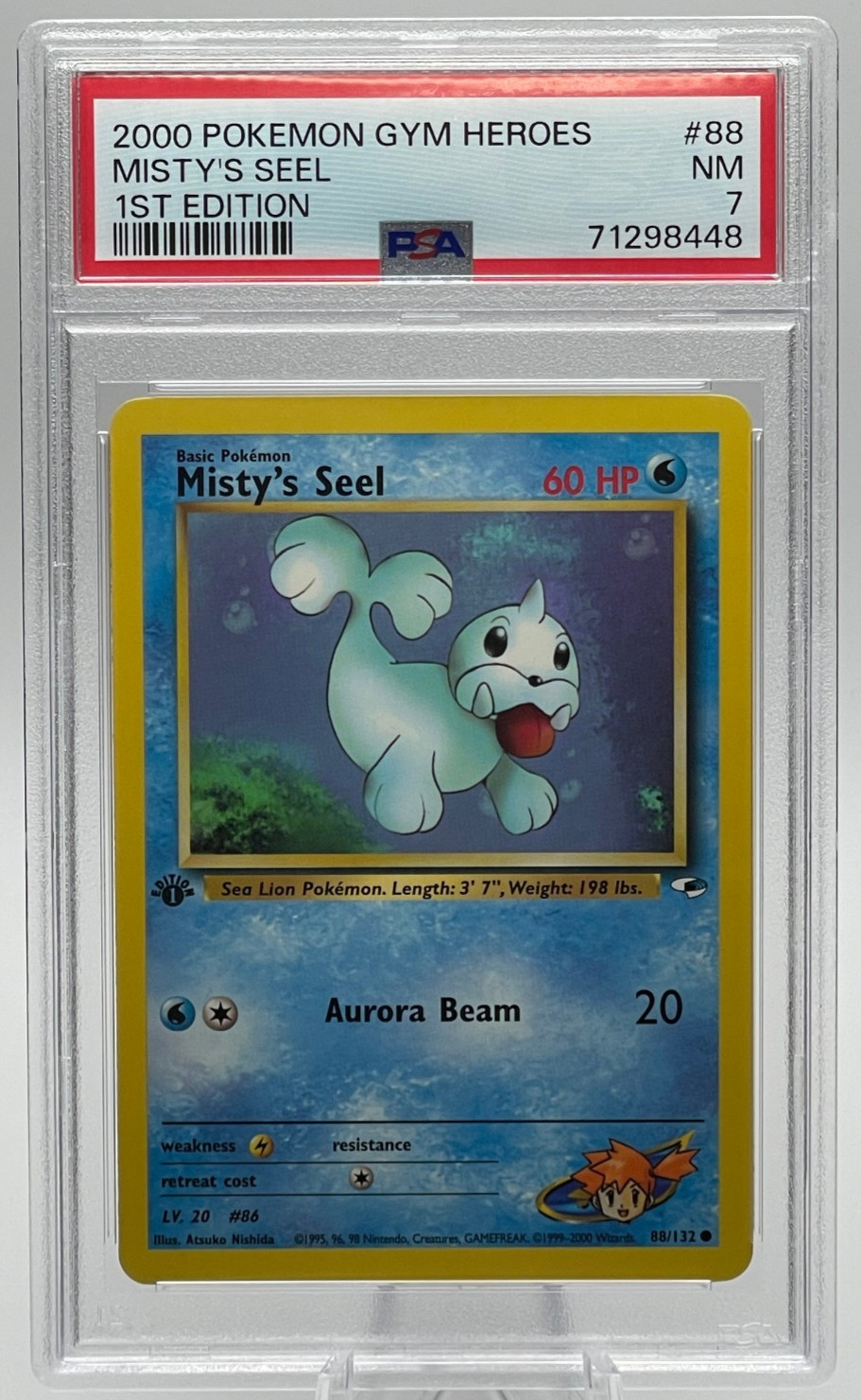 2000 POKEMON GYM HEROES #88 MISTY'S SEEL 1ST EDITION PSA 7 NM