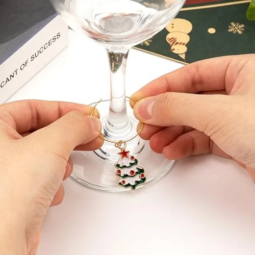  24 Pcs Christmas Wine Glass Charms Wine Charms for Stem Glasses Drink Markers  - Image 4 of 4