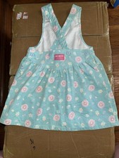 Vintage Oshkosh Bgosh Corduroy Vestbak Blue Floral dress 4t USA Girls