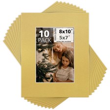 Mat Board Pack of 10 8x10 for 5x7 Old Gold Color Mats Bevel Cut Acid Free