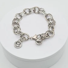 BRIGHTON 'My Flat In London' Charm Bracelet Silver Plate Large Double Link 8.5"