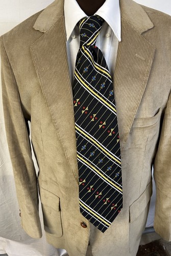 Giacca tuta blazer uomo velluto a coste 40 R cappotto sportivo vintage toppe gomiti e cravatta anni 70 - Foto 6 di 10