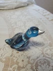 Fenton Blue Glass Winter Goose Hand Painted Earmuffs and Scarf  Signed 5358