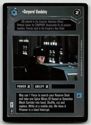 Star Wars CCG Corporal Vandolay Decipher 1997 Character Card Power 2 Ability 2