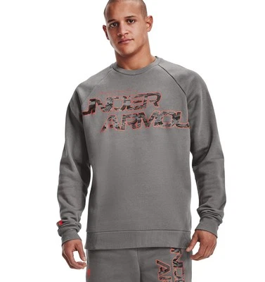 Under Armour Herren UA Rival Fleece Camo Script Pullover Grau Sport Fitness  - Bild 1 von 2