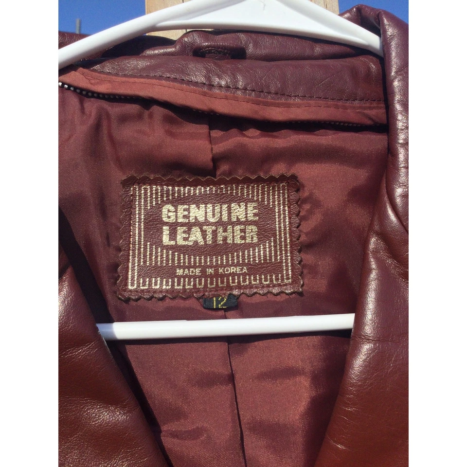 Abrigo de cuero rojo vintage para mujer talla 12 Y2K años 90 Western Rock chaqueta Phoebe Buffay Foto 2 de 4