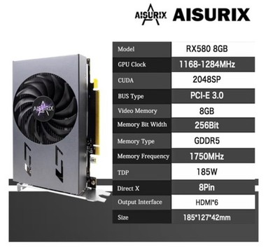 sapphire radeon rx 580 8gb　グラボ　gpu RX 580 8GB GDDR5 GPU 6X HDMI Graphics Card, 6 Independent Display