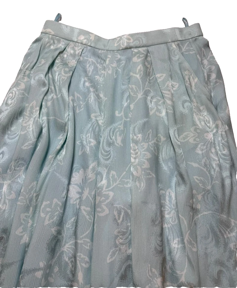 Nuevo con etiquetas Azul Claro Floral Gasa Pierna Ancha Cintura Alta Pantalones Fluidos Damas Talla 40 Foto 3 de 4