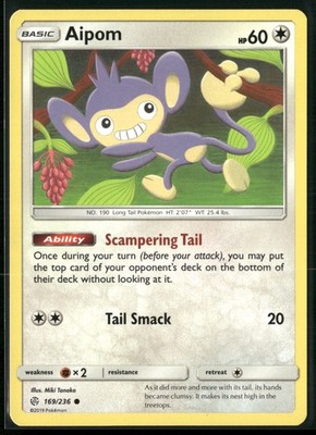 Aipom Common SM - Cosmic Eclipse 169/236 NM