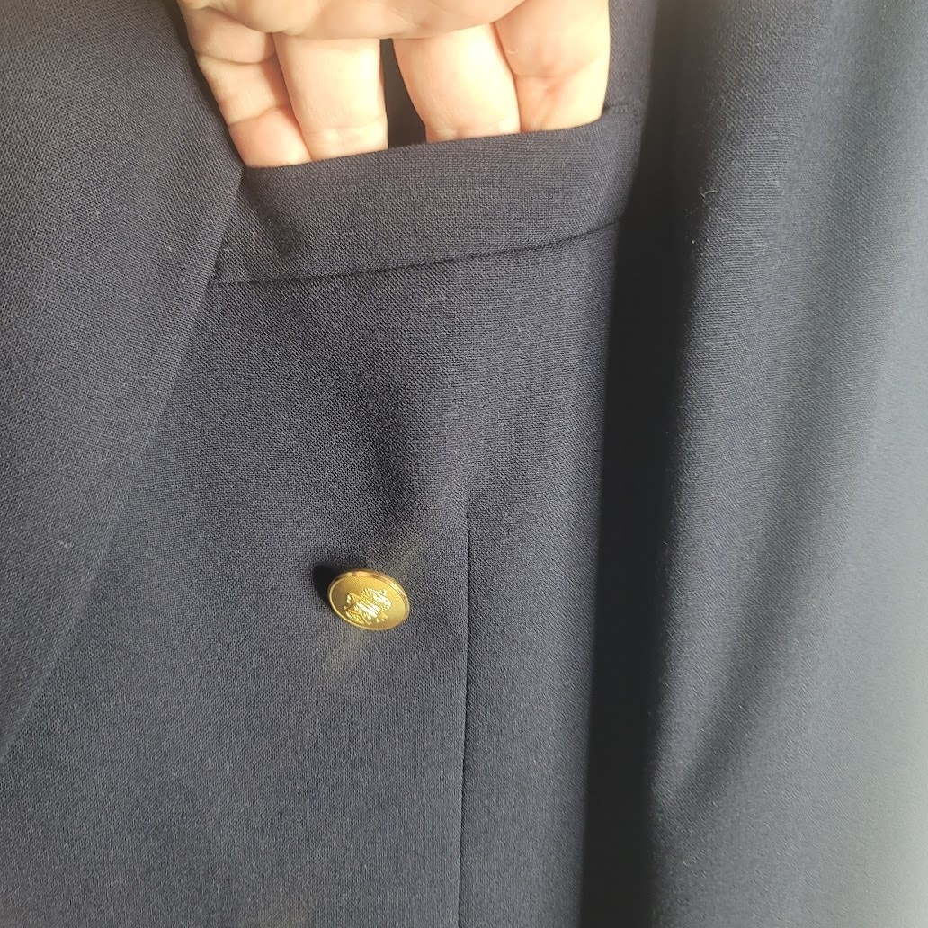 Vintage Geoffrey Bean Frederick Nelson BLUE Men's Pure Wool Jacket Gold Buttons View 5