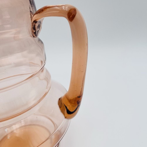 Vintage Pink Depression Glass Iced Tea Pitcher with Lid Stout 11" - Picture 3 of 20